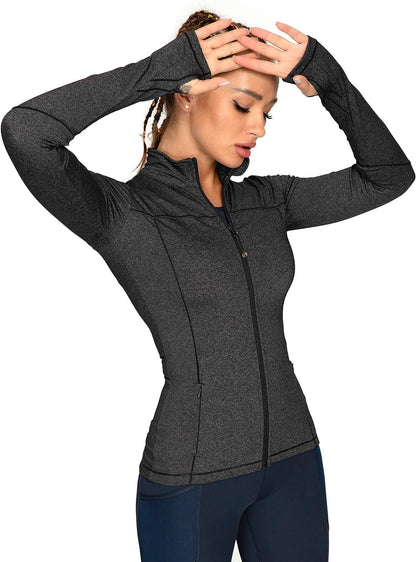 QUEENIEKE Womens Running Jackets Athletic Workout Scrub Jacket Track Full Zip up Gym for Women Yoga Top