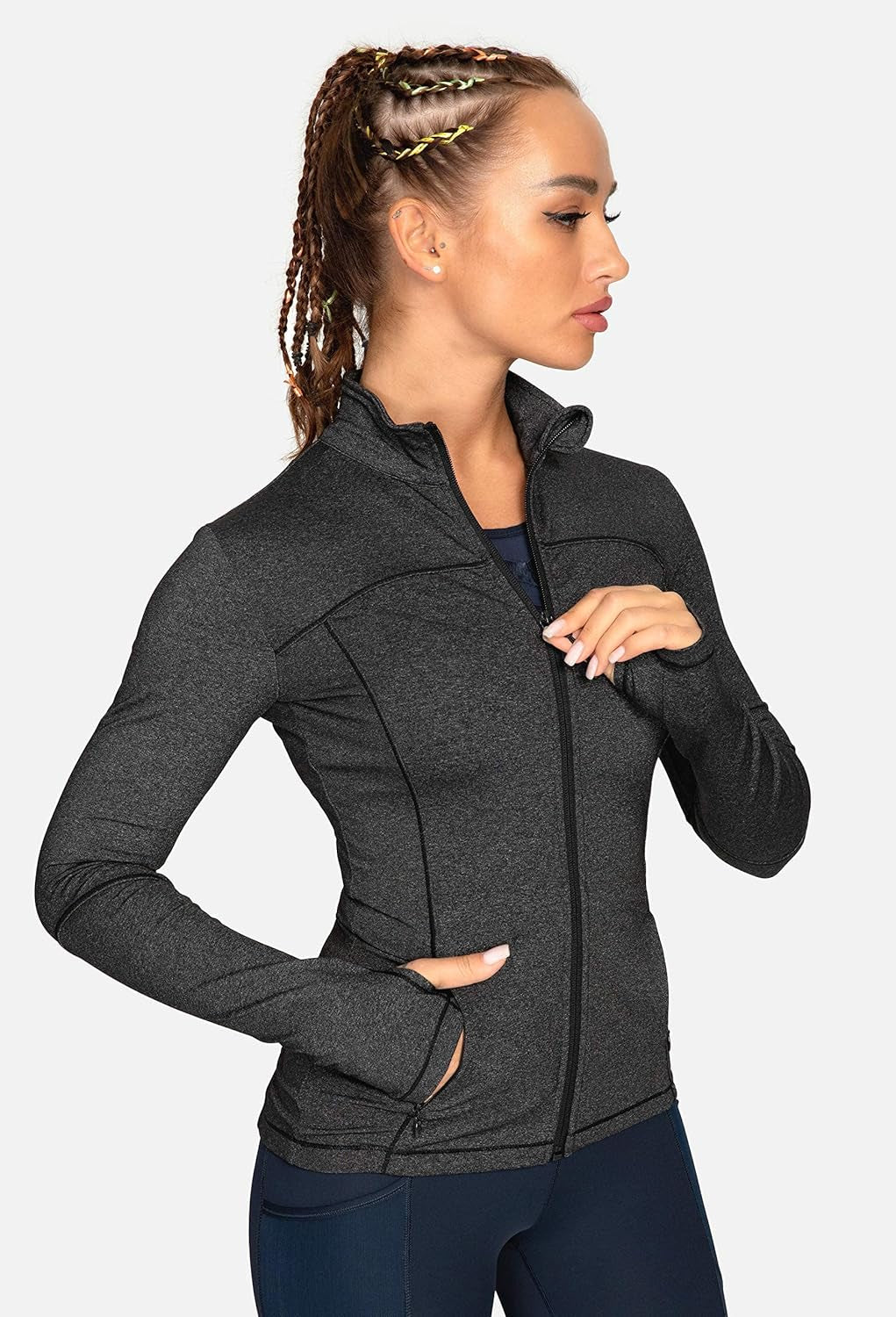 QUEENIEKE Womens Running Jackets Athletic Workout Scrub Jacket Track Full Zip up Gym for Women Yoga Top