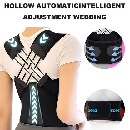 Back Brace Posture Corrector for Women and Men, Shoulder Straightener Adjustable Full Back Support Upper and Lower Waist Belt