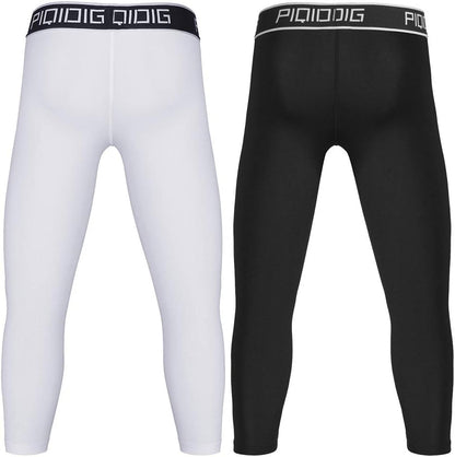Youth Boys 3/4 Compression Basketball Tights - Performance Sports Capris Leggings